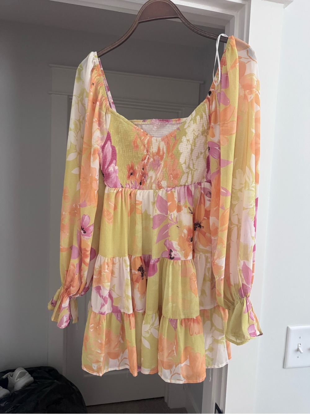 Red Dress Boutique Yellow Floral Smocked Tiered Tunic